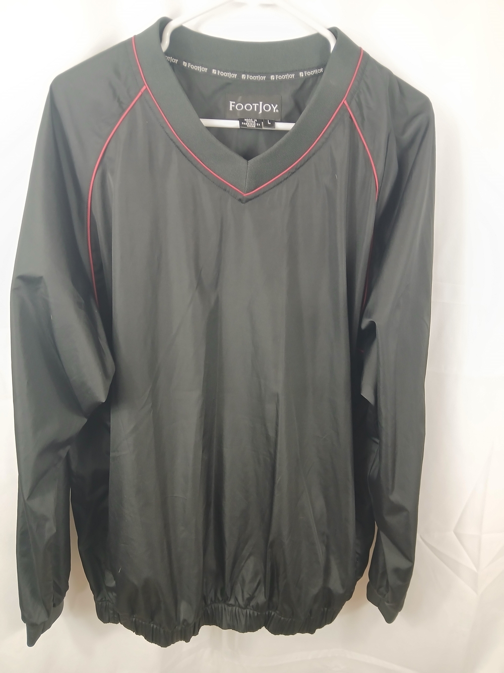 FootJoy Black Pullover Windbreaker with Pink Piping